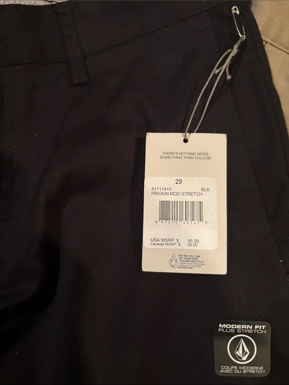 2 pairs of Volcom Men's Chinos in Black & Khaki